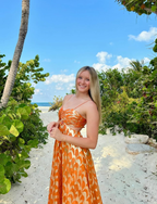 A-Line Orange Prom Dresses Fashion Prom Dresses