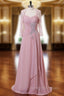 A-line Pink Chiffon Beaded Mother Of The Bride Dresses With Jacket