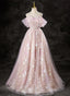 A-Line Pink Lace And Tulle Sweetheart Prom Dresses Pink Tulle Prom Dresses