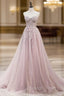 A-Line Pink Tulle Sweetheart Appliques Prom Dress