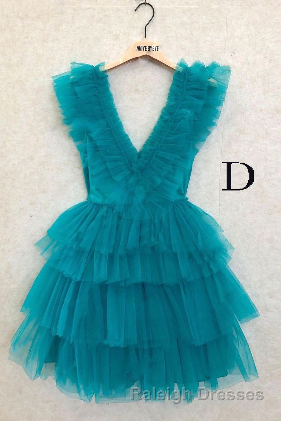 A Line Pink V Neck Tiered Homecoming Dress,Tulle Short Prom Party Dresses