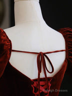 A-Line Pink Velvet Tulle Long Prom Dress, Pink Tulle Formal Evening Dress