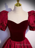 A-Line Princess Ballgown Sweetheart Short Sleeves Long Party Dress Evening Dress Prom Dress