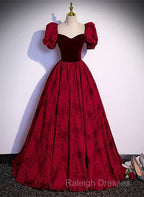 A-Line Princess BallGown Sweetheart Short Sleeves Long Prom Dresseses Prom Dresses