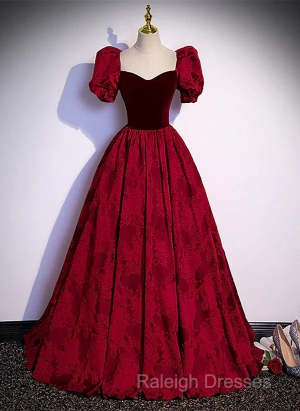 A-Line Princess BallGown Sweetheart Short Sleeves Long Prom Dresseses Prom Dresses