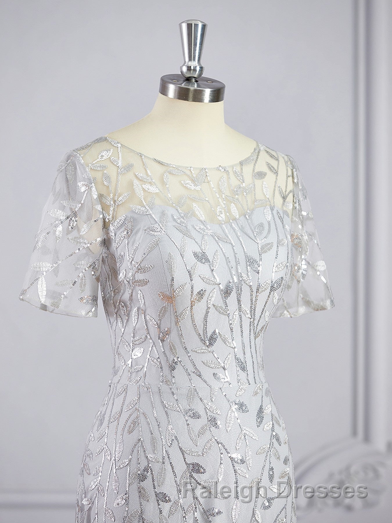 A Line Bateau Floor Length Tulle Mother of the Bride Dress With Ruffles