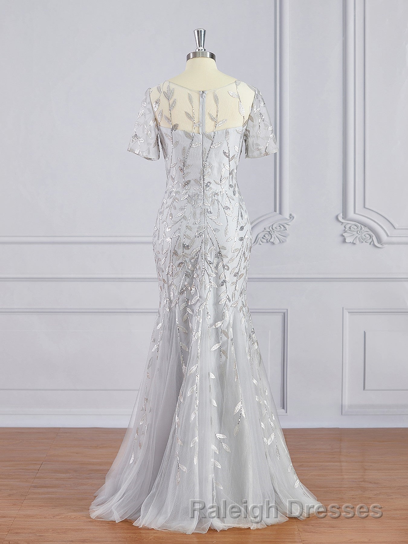 A Line Bateau Floor Length Tulle Mother of the Bride Dress With Ruffles