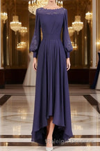 A Line Bateau Asymmetrical Chiffon Mother of the Bride Dress
