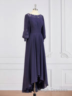 A Line Bateau Asymmetrical Chiffon Mother of the Bride Dress