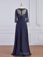 A Line Bateau Floor Length Chiffon Mother of the Bride Dress With Appliques Lace