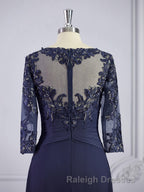 A Line Bateau Floor Length Chiffon Mother of the Bride Dress With Appliques Lace
