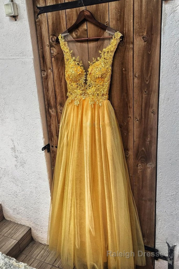 A-Line/Princess Floor-Length Appliques Lace Prom Dress Main image