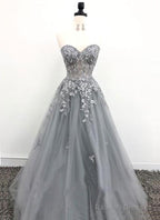 A-Line/Princess Floor-Length Tulle Prom Dress
