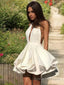 A-Line/Princess Halter Short/Mini Stretch Crepe Homecoming Dresses With Cascading Ruffles