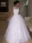 A-Line/Princess Jewel Floor-Length Organza Wedding Dresses With Beading