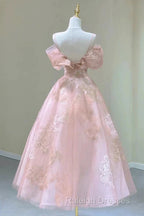 A-Line Princess Lovely Pink Tea Length Straps Tulle Formal Dress Prom Dress