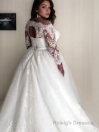 A Line Off-the-Shoulder Court Train Tulle Wedding Dresses With Belt/Sash