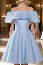A Line Off-the-Shoulder Short Mini Chiffon Homecoming Dress With Ruffles