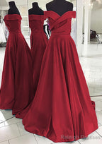 A Line Off-the-Shoulder Sleeveless Sweep Train Satin Prom Dress