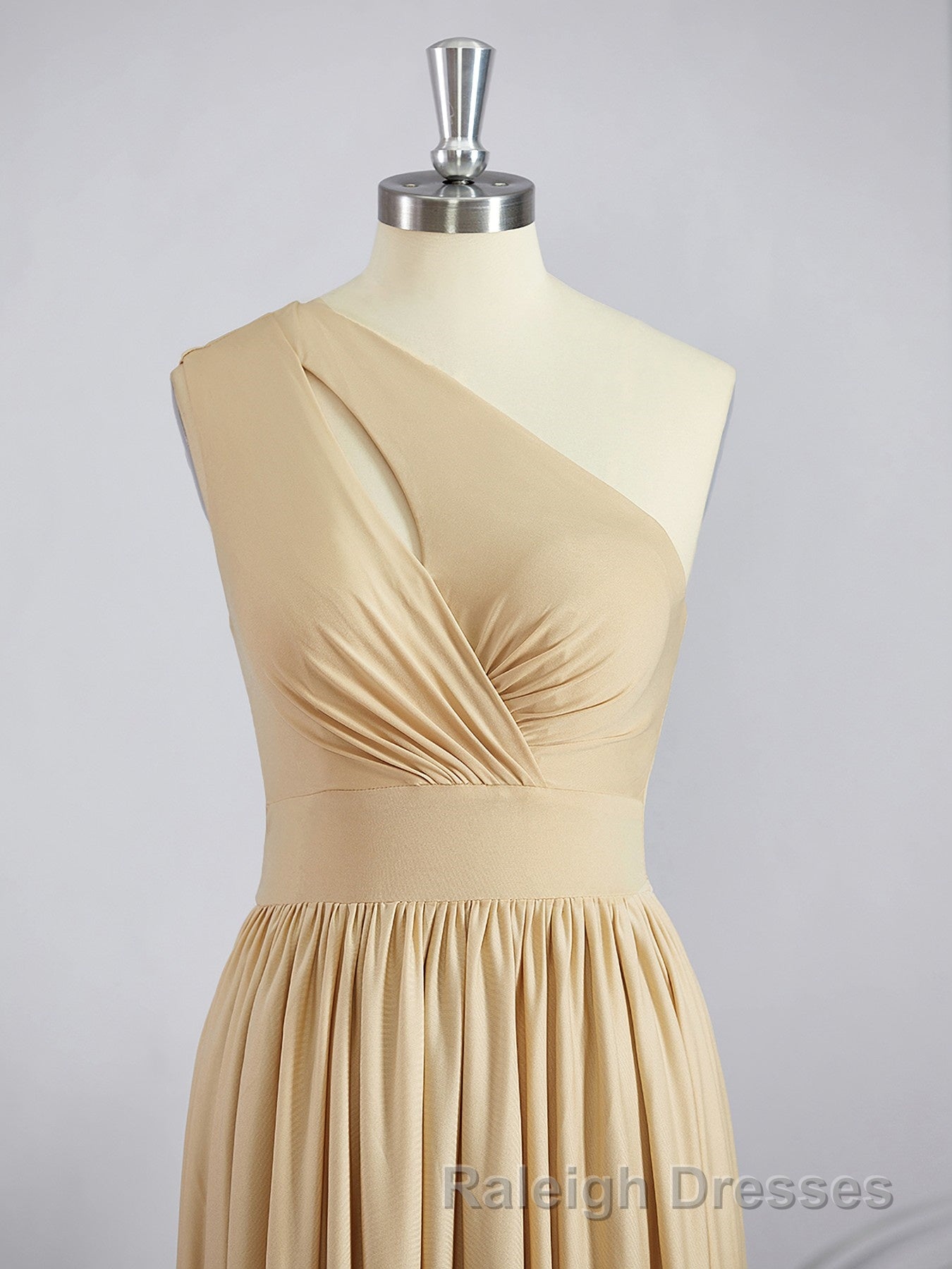 A-Line/Princess One-Shoulder Floor-Length Jersey Bridesmaid Dresses with Leg Slit Secondary image