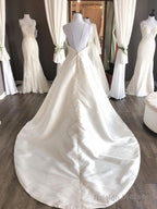 A-Line/Princess Satin Ruffles Sweetheart Sleeveless Sweep/Brush Train Wedding Dress