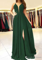 A-line/Princess Scalloped Neck Sleeveless Long/Floor-Length Chiffon Prom Dresses With Split