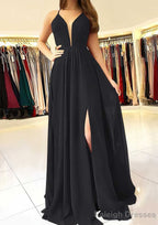 A-line/Princess Scalloped Neck Sleeveless Long/Floor-Length Chiffon Prom Dresses With Split
