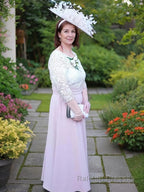 A Line Scoop Ankle-Length Charmeuse Mother of the Bride Dresses With Applique