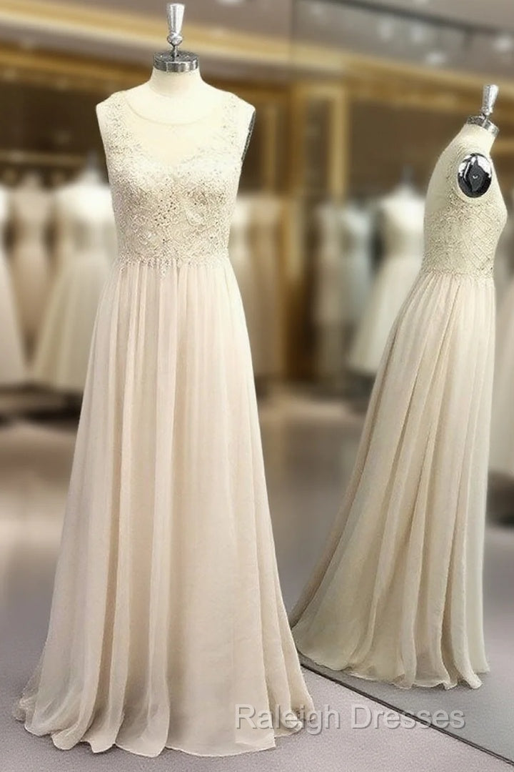 A-line Scoop Applique Sleeveless Chiffon Floor-Length Dress