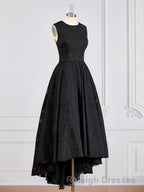 A Line Scoop Asymmetrical Lace Mother of the Bride Dress With Applique