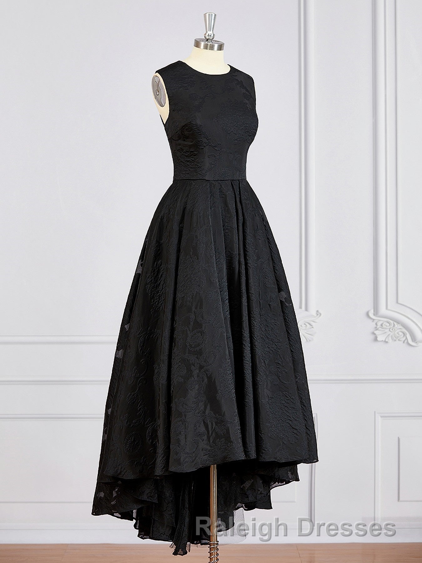 A Line Scoop Asymmetrical Lace Mother of the Bride Dress With Applique