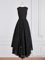 A Line Scoop Asymmetrical Lace Mother of the Bride Dress With Applique