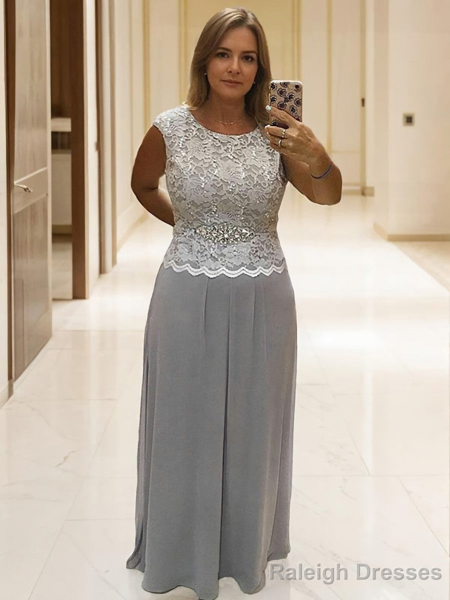 A Line Scoop Floor Length Chiffon Mother of the Bride Dress With Lace Main image