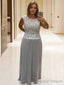 A Line Scoop Floor Length Chiffon Mother of the Bride Dress With Lace
