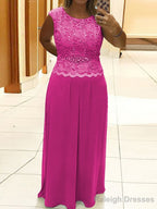 A Line Scoop Floor Length Chiffon Mother of the Bride Dress With Lace