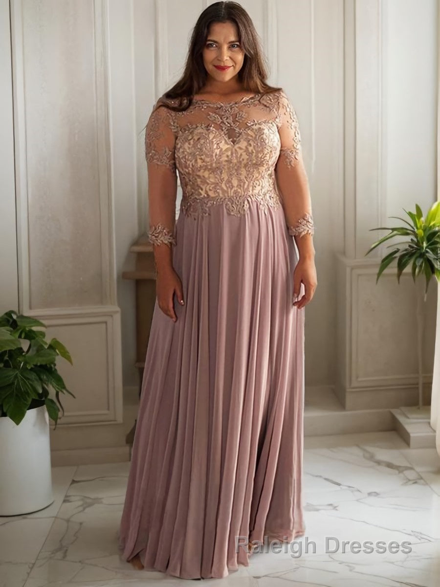 Aimishang A-Line/Princess Chiffon Ruched Scoop 3/4 Sleeves Floor-Length Mother of the Bride Dresses main image 1