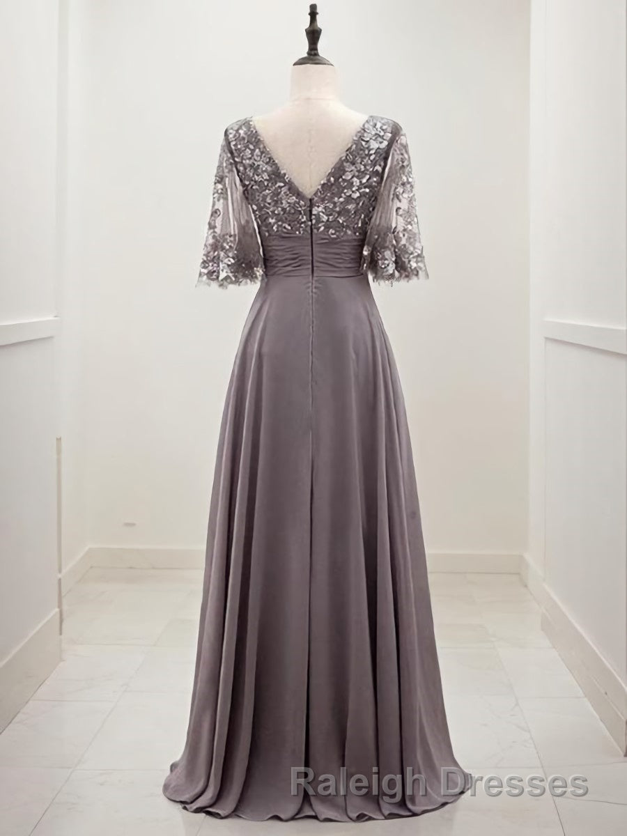 A Line Scoop Floor Length Chiffon Mother of the Bride Dress With Pleats Secondary image