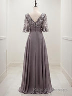 A Line Scoop Floor Length Chiffon Mother of the Bride Dress With Pleats