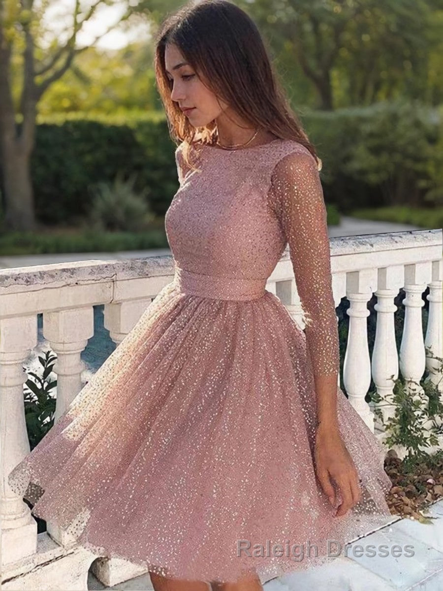 A Line Scoop Short Mini Sequins Homecoming Dresses Main image