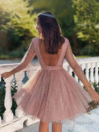 A Line Scoop Short Mini Sequins Homecoming Dresses