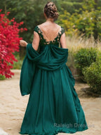 A Line Scoop Sweep Train Satin Chiffon Mother of the Bride Dresses With Belt/Sash