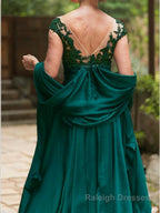 A Line Scoop Sweep Train Satin Chiffon Mother of the Bride Dresses With Belt/Sash