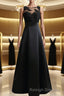 A Line Scoop Sweep Train Satin Mother of the Bride Dress