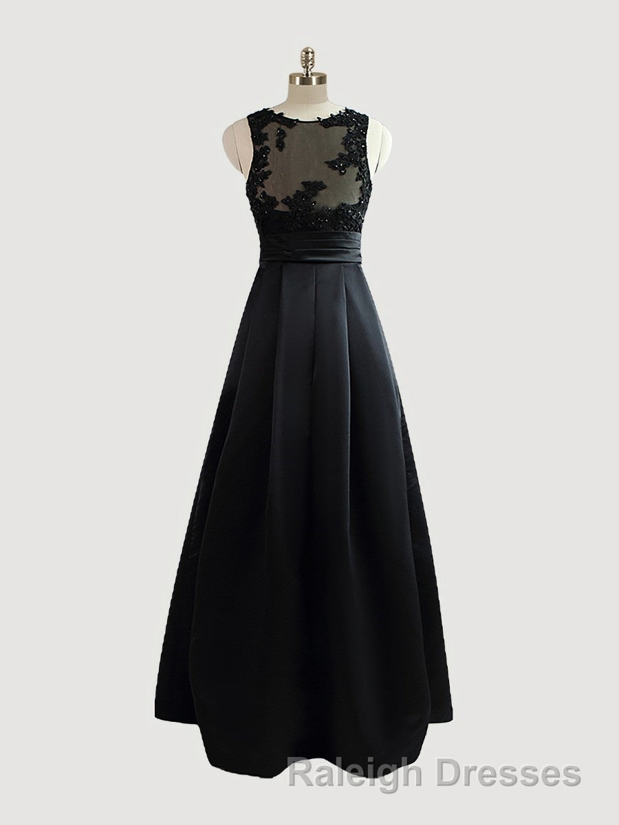 A Line Scoop Sweep Train Satin Mother of the Bride Dress Secondary image