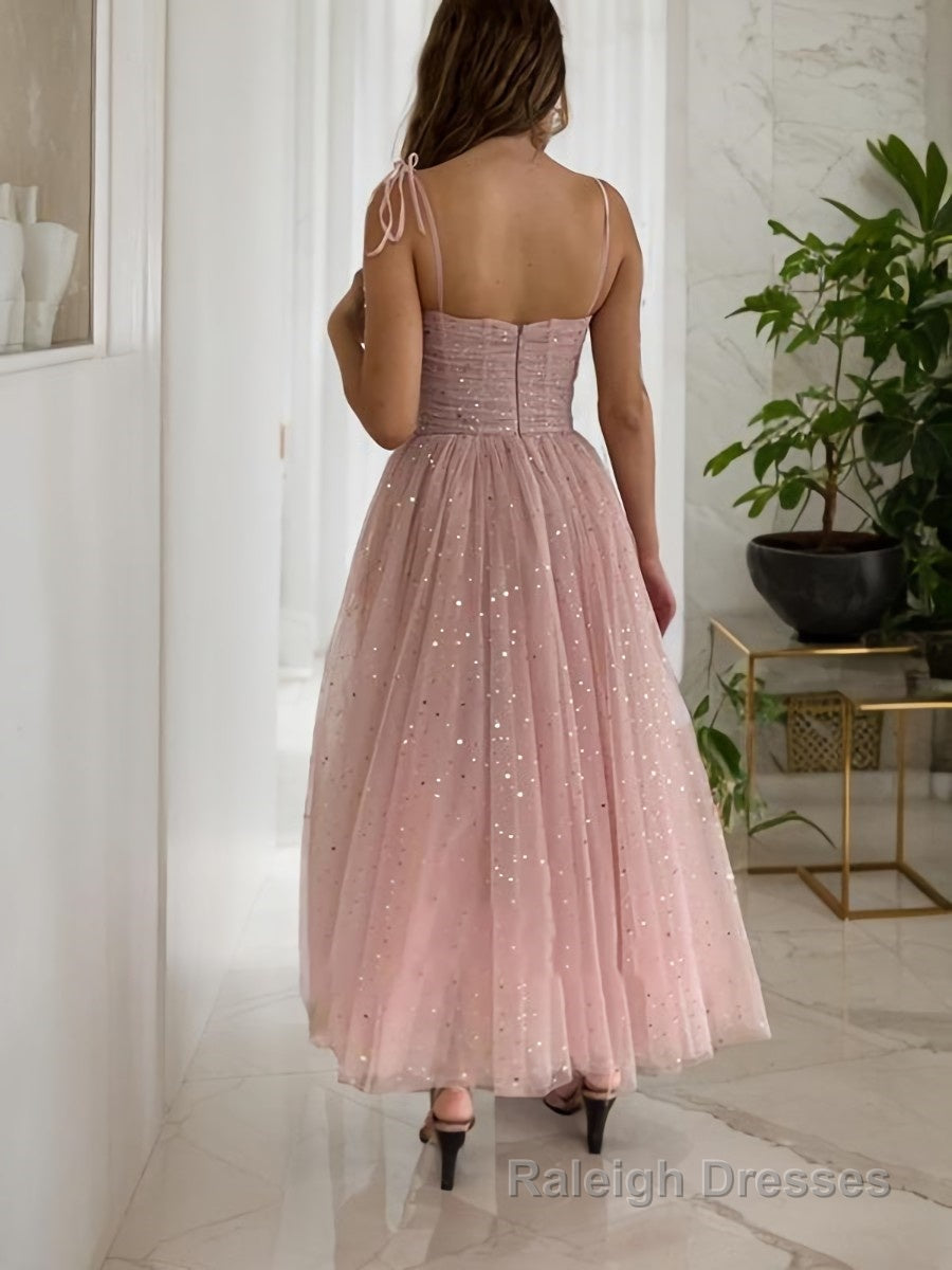 A Line Spaghetti Straps Ankle-Length Homecoming Dresses Secondary image