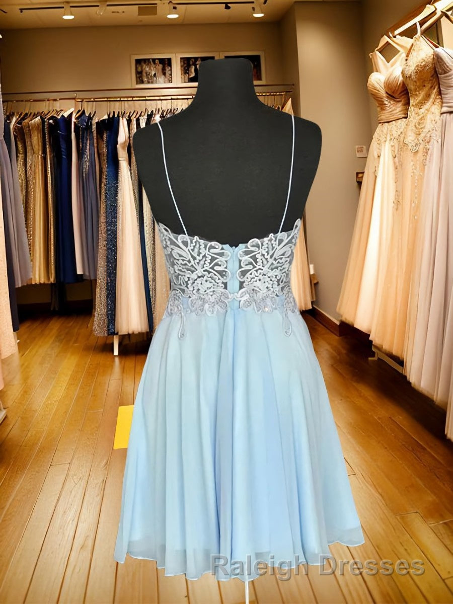 A Line Spaghetti Straps Short Mini Chiffon Homecoming Dress Secondary image