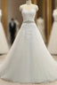 A-line Spaghetti Straps Sleeveless Applique With Belt Tulle Floor-Length Wedding Dress