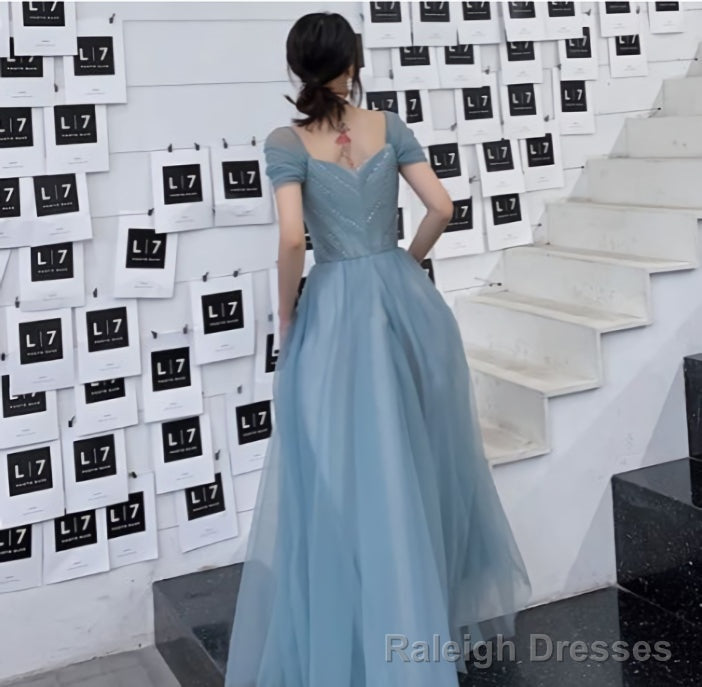 A-Line Princess Square Neckline Short Sleeve Floor-Length Prom Dresses Secondary image