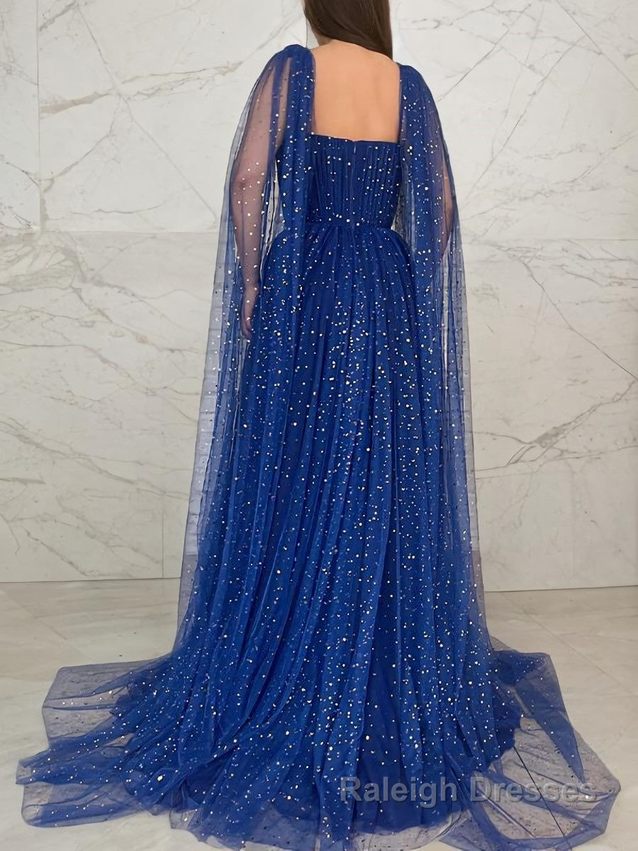 A-Line/Princess Square Sweep Train Prom Dresses With Ruffles Secondary image