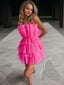 A Line Strapless Short Mini Tulle Homecoming Dresses